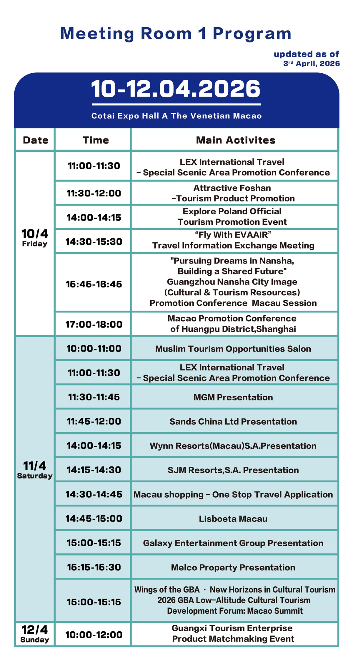 Meeting Room1 Program